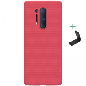 OnePlus 8 Pro, Műanyag hátlap védőtok, stand, Nillkin Super Frosted, piros