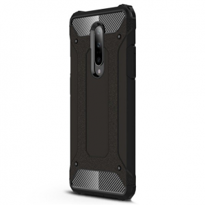 OnePlus 7 Pro, Műanyag hátlap védőtok, Defender, fémhatású, fekete