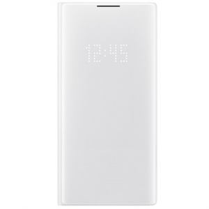 Samsung Galaxy Note 10 Plus / 10 Plus 5G SM-N975 / N976, Oldalra nyíló tok, LED kijelzővel, fehér, gyári