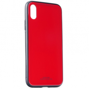 Apple iPhone 11 Pro, TPU szilikon védőkeret, üveg hátlap, Glass Case, piros