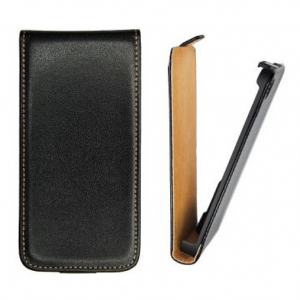 LG L Fino D290, Forcell lenyitható bőrtok, Slim Flip, felfelé nyíló – kinyitható, fekete