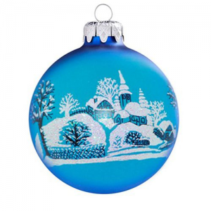 Jeges falu TR matt kék 10cm – Karácsonyfadísz