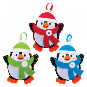 Karácsonyi pingvin dekorálható függődísz készlet 3 db-os Baker Ross AT238