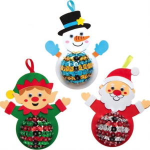 Karácsonyi figurák flittereles dekorálókészlet 3 db-os Baker Ross AX471