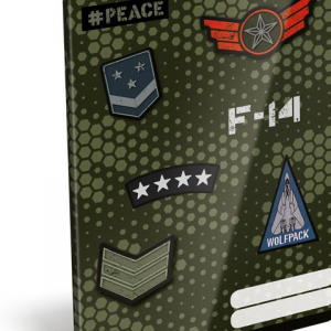 Military tűzött füzet A/5, 32 lap sima, #Peace Pixel