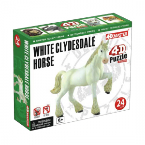 4D puzzle 24 db – Fehér Clydesdale Ló
