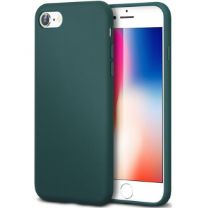 Apple iPhone 12 / 12 Pro, Szilikon tok, pasztell, sötétzöld