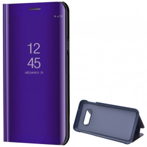 Samsung Galaxy S10e SM-G970, Oldalra nyíló tok, hívás mutatóval, Smart View Cover, lila (utángyártott)