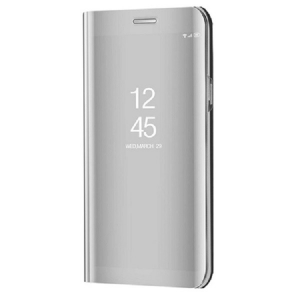 LG K50S, Oldalra nyíló tok, hívás mutatóval, Smart View Cover, ezüst (utángyártott)