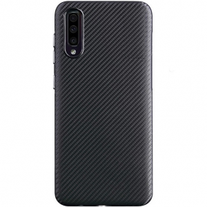 Samsung Galaxy A41 SM-A415F, Szilikon tok, karbon minta, Slim Carbon, fekete