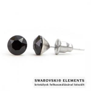 Jazzy fekete Swarovski® kristályos fülbevaló – Kerek Jet