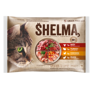 Shelma macska alutasak 4*85g baromfi,marha,kacsa,pulyka