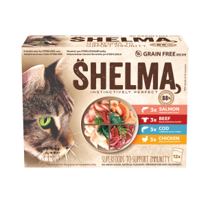 Shelma macska alutasak 12*85g baromfi,marha,lazac,tőkehal